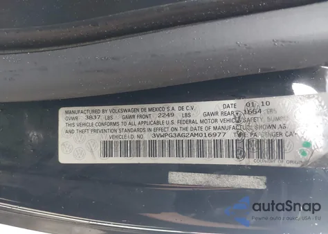 2010 Volkswagen New Beetle 2.5L из США, поврежденный, VIN 3VWPG3AG2AM016977